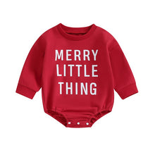 Load image into Gallery viewer, Baby Boy Girl Christmas Rompers Letter Print Round Neck Long Sleeve Merry Little Thing Jumpsuits Winter
