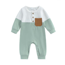 Load image into Gallery viewer, Baby Boy Girl Jumpsuit Contrast Print Long Sleeve Round Neck Button Full Length Romper
