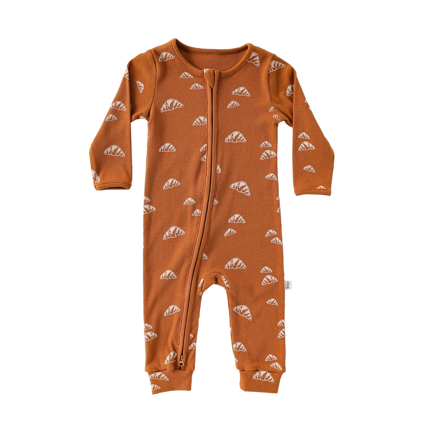 Baby Boy Girl Autumn Winter Clothes Zipper Cotton Romper Croissant Print Long Sleeve Jumpsuit Cute Outfit