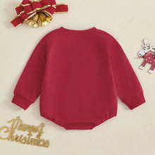 Load image into Gallery viewer, Baby Boys Girls Merry Christmas Bubble Romper Long Sleeve Crew Neck Santa Letters Embroidery Jumpsuit
