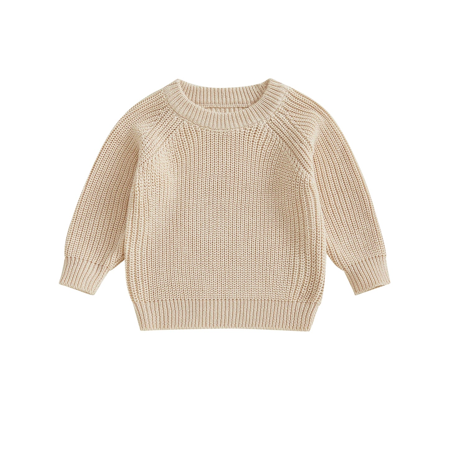 Baby Toddler Boys Girls Knit Sweater Long Sleeve Round Neck Solid Color Pullover Fall Top