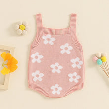 Load image into Gallery viewer, Baby Girl Summer Knit Romper Casual Floral Print Sleeveless Jumpsuit
