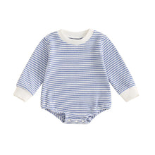 Load image into Gallery viewer, Baby Boys Girls Waffle Romper Casual Stripe Print Long Sleeve Jumpsuit
