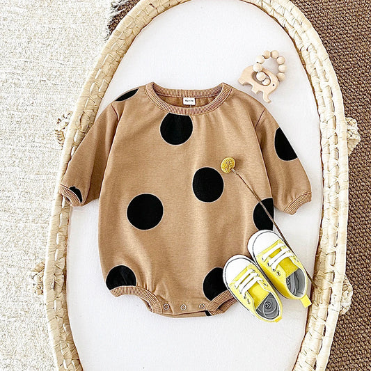 Baby Girls Boys Polka Dot Jumpsuit Cotton Bubble Romper Bodysuit