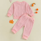 Baby Toddler Boys Girls 2Pcs Halloween Outfit Ghost Pumpkin Pattern Striped O-Neck Long Sleeve Top with Pants Jogger Set