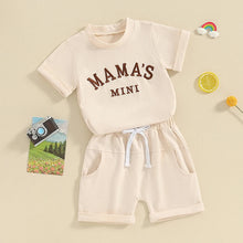 Load image into Gallery viewer, Toddler Baby Girl Boy 2Pcs Mama&#39;s Mini Outfits Letter Embroidery Short Sleeve Top and Elastic Shorts Set Summer Clothes
