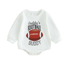 Load image into Gallery viewer, Baby Boy Girl Football Romper Long Sleeve Letter Print Daddy&#39;s Football Buddy Bodysuit
