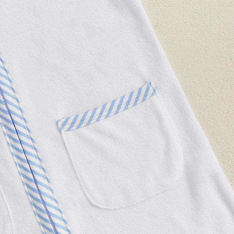 Toddler Kids Boys Girls Cover up Swimwear Striped Patchwork Short Sleeve Zipper Hoodie Beach Shirt Towel