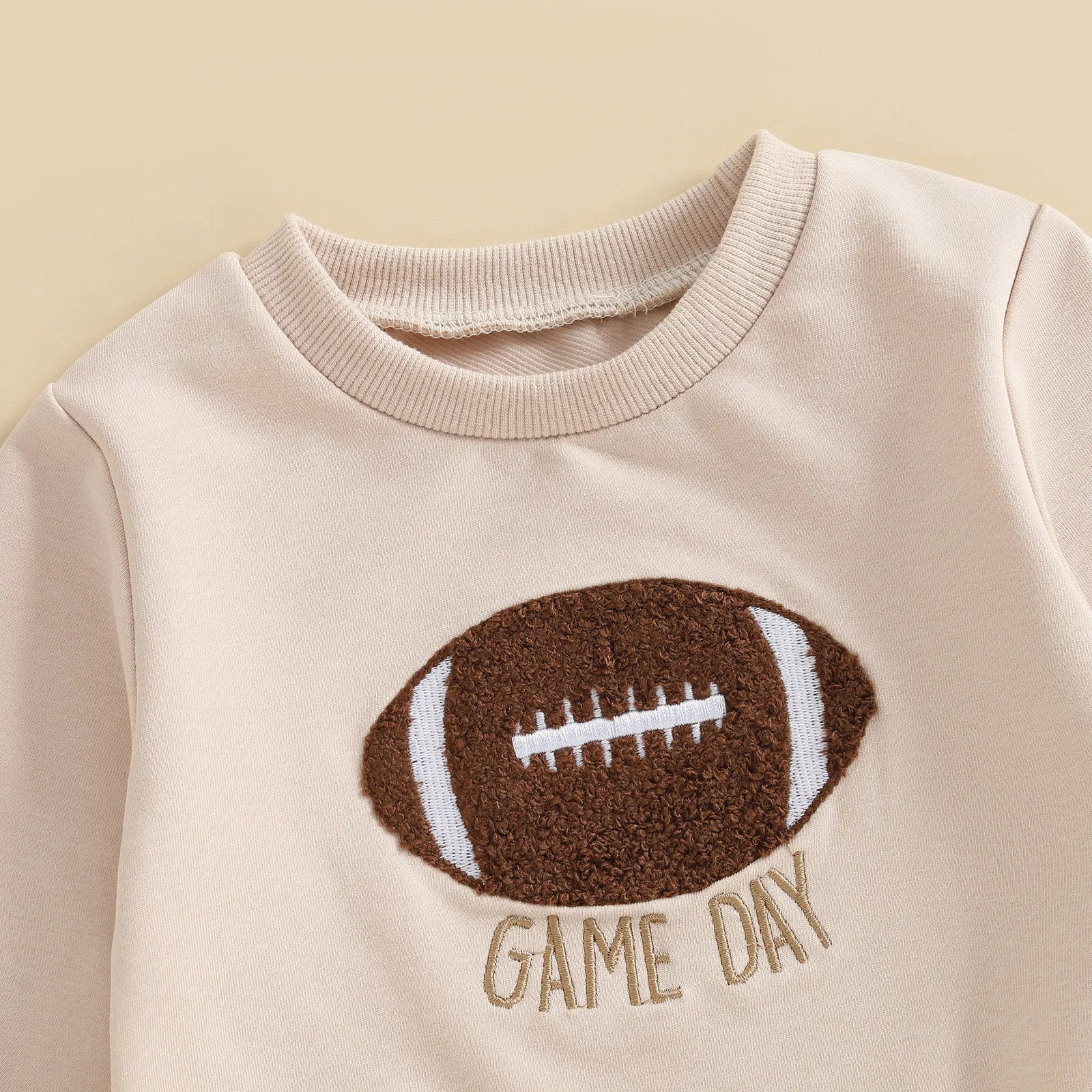Baby Toddler Boys 2Pcs Game Day Fall Set Long Sleeve Football Embroidery Pullover Top and Pumpkin Print Pants Outfit