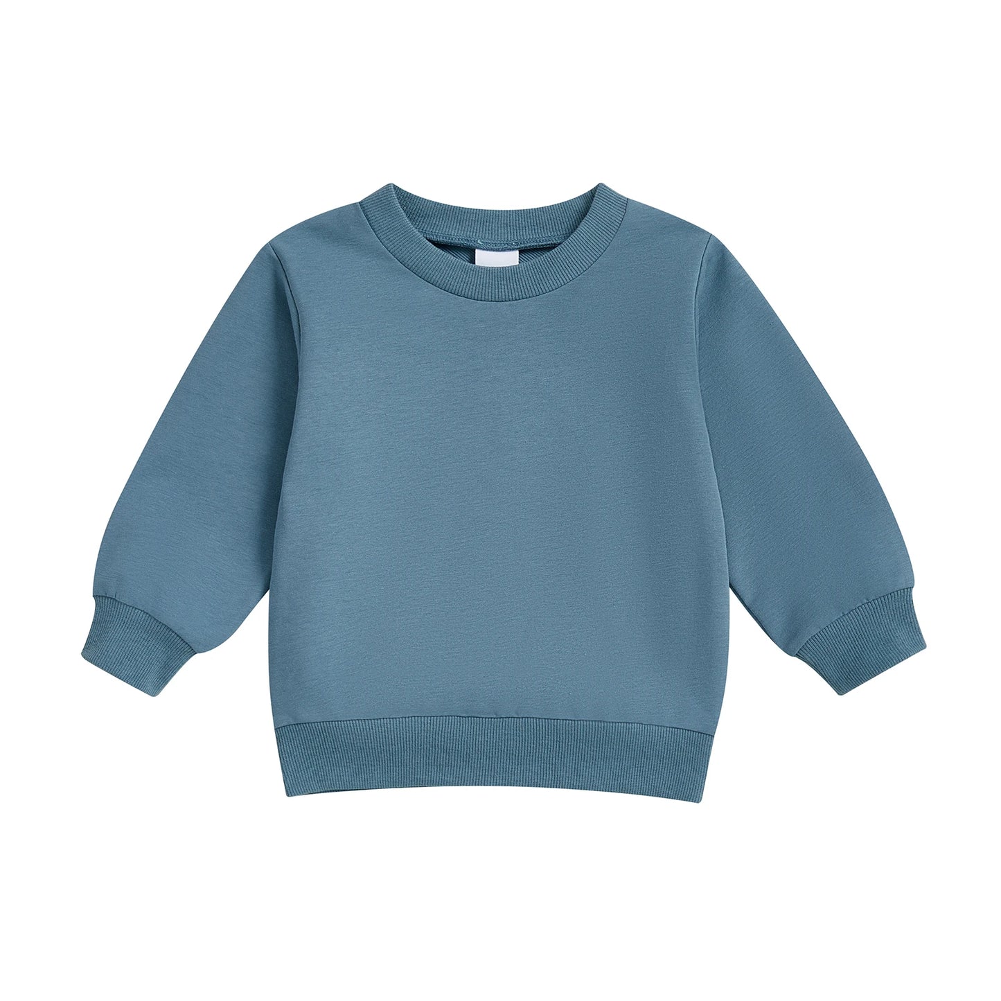 Baby Toddler Kids Boy Girl Solid Color Long Sleeve Round Neck Pullover Loose Top