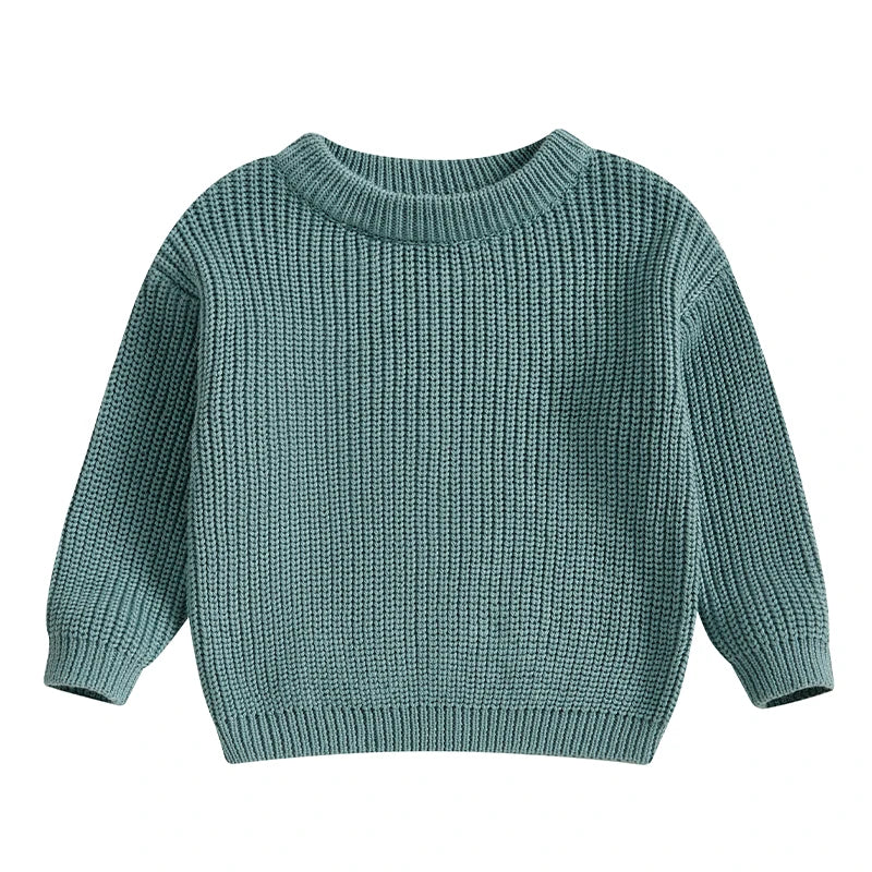 Baby Toddler Girls Boys Sweaters Knitting Pullovers Tops Solid Color Basic Cotton Long Sleeve Sweater Top