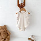 Solid Round Neck Bodysuit Romper