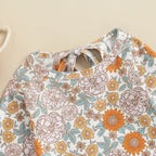 Long Sleeve Printed Ruffle Swimsuit