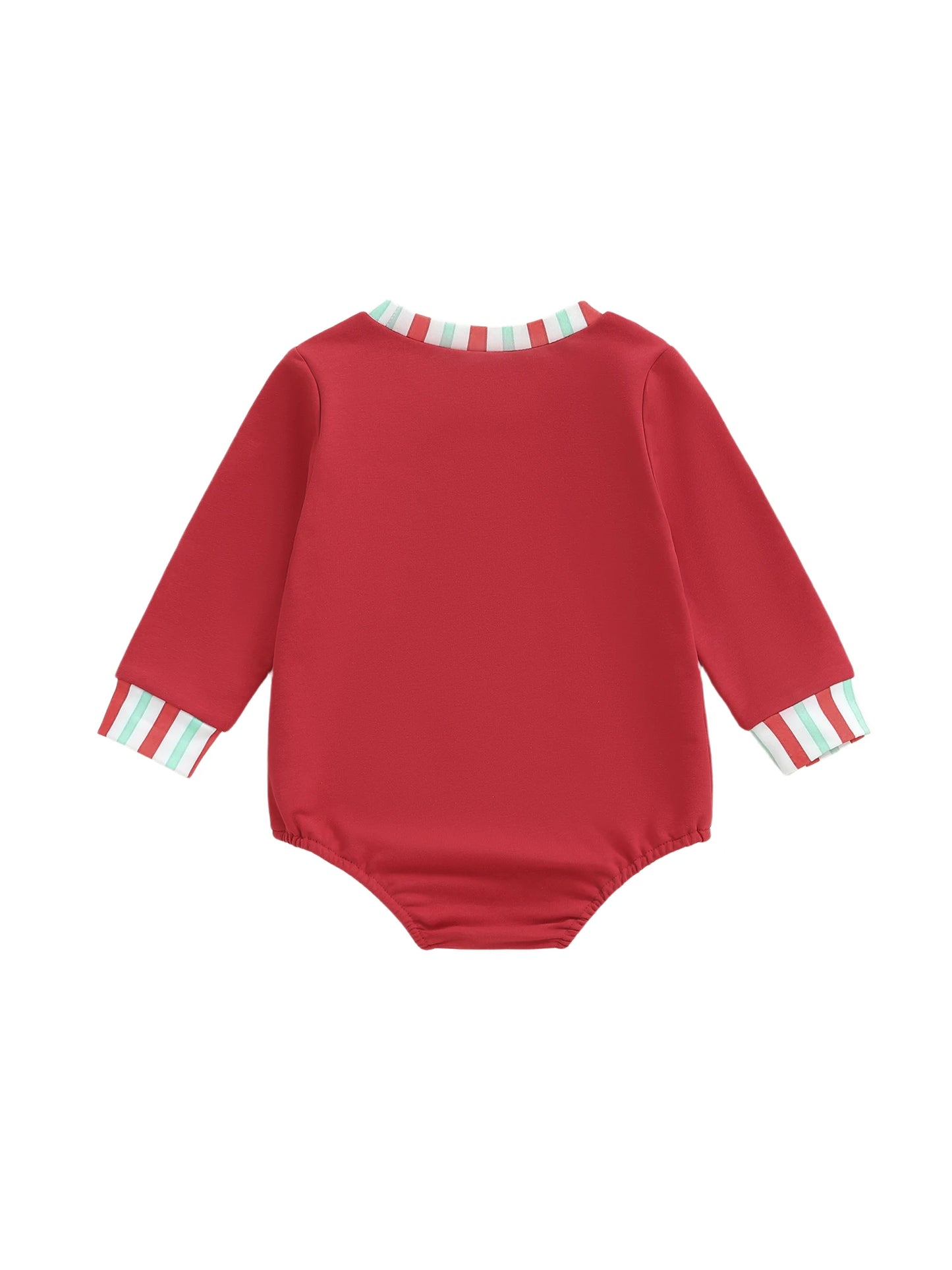 Baby Boys Girls Christmas Gingerbread Embroidery Romper Long Sleeve Crew Neck Bubble Infant Jumpsuit