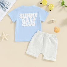 Load image into Gallery viewer, Toddler Baby Boy Girl 2Pcs Outfits Sunny Days Club Wave Short Sleeve T-Shirt Top Pants Shorts Set Summer

