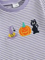 Baby Girls Boys Halloween Romper Long Sleeve Crew Neck Pumpkin Ghost Embroidery Bodysuit Fall