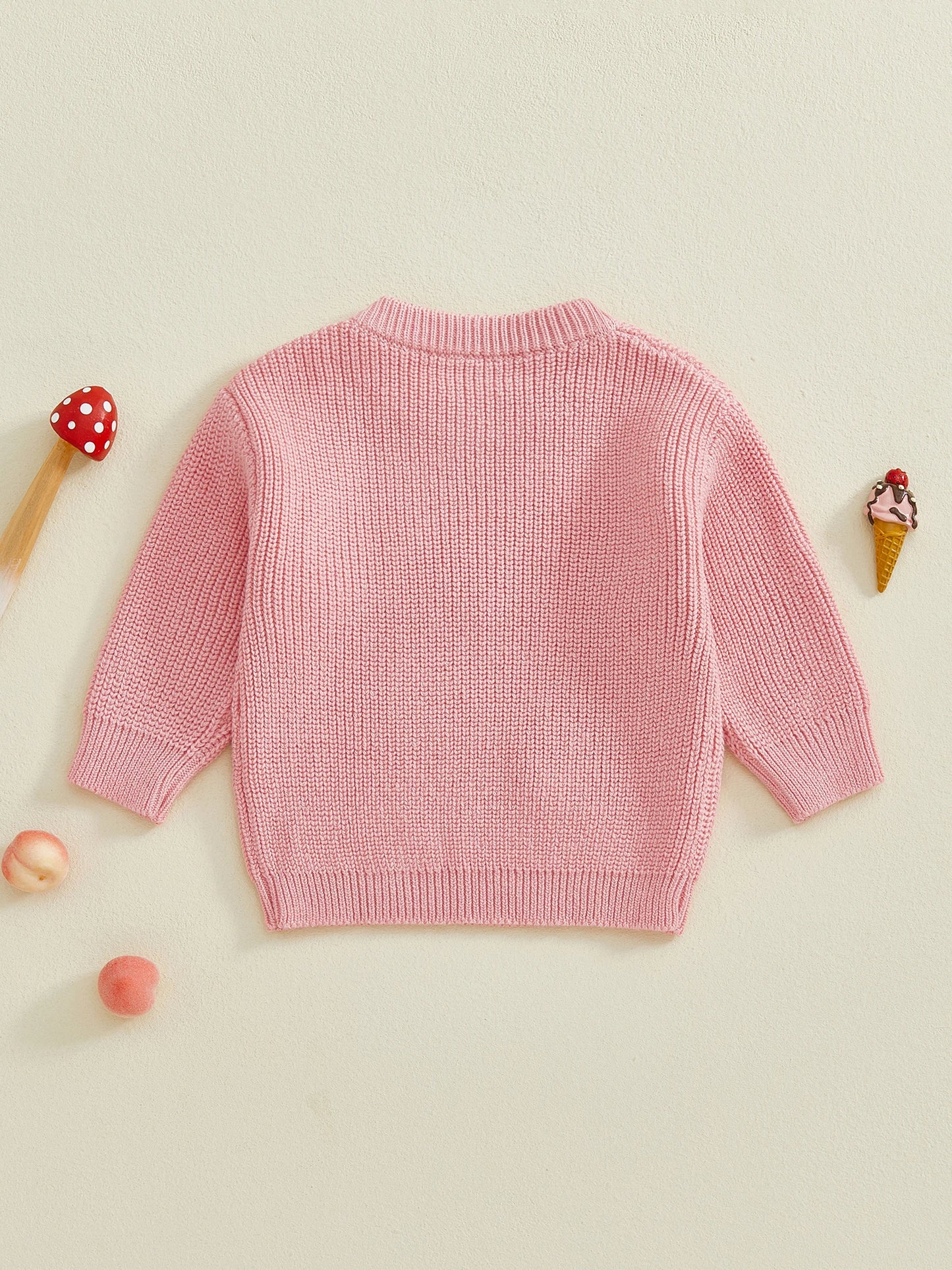 Baby Toddler Girls Autumn Knit Sweater Long Sleeve O Neck Ladybug Embroidery Pullover Knitwear Top