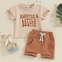 Load image into Gallery viewer, Toddler Baby Girl Boy 2Pcs Summer Outfit Auntie&#39;s Little Bestie Top with Elastic Shorts Set
