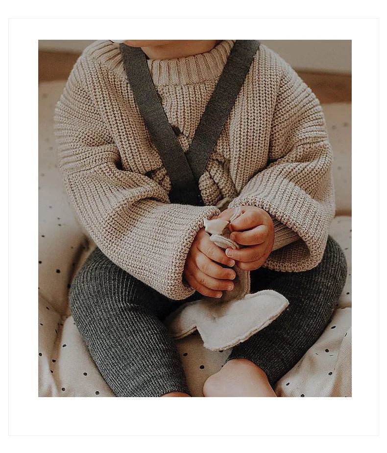 Newborn Baby Sweater Kid Boy Girl Winter Clothes Warm Thick Knit Pullover Top Infant Long Sleeve Basic Knitwear Outfit