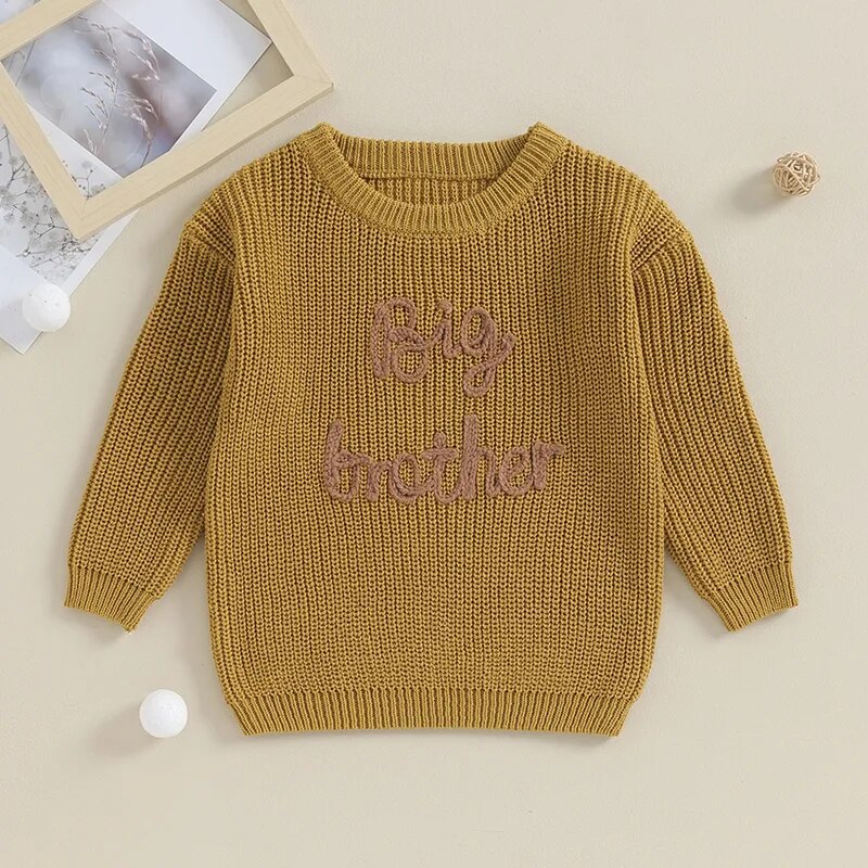 August Willow Toddler Kids Boys Letter Embroidery Loose Knitwear Top