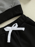 Baby Toddler Boys 2Pcs Halloween Outfit Ghost Embroidery Striped Long Sleeve Top with Pants Jogger Set