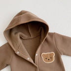 Teddy Bear Patch Hoodie Jumpsuit Romper