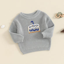 Load image into Gallery viewer, Baby Boys Girls 1 Year Old Birthday Autumn Winter Knitted Sweater Long Sleeve Round Neck Cake Embroidery Knitwear Top
