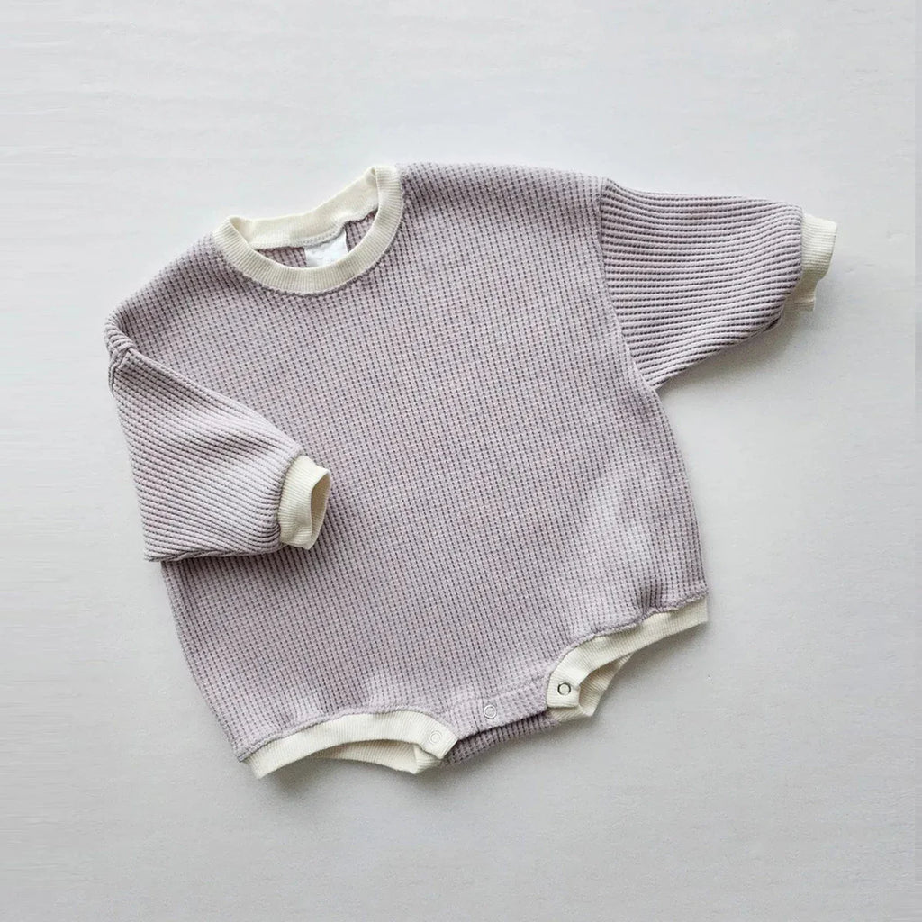 Oversize Solid Waffle Bodysuit Romper