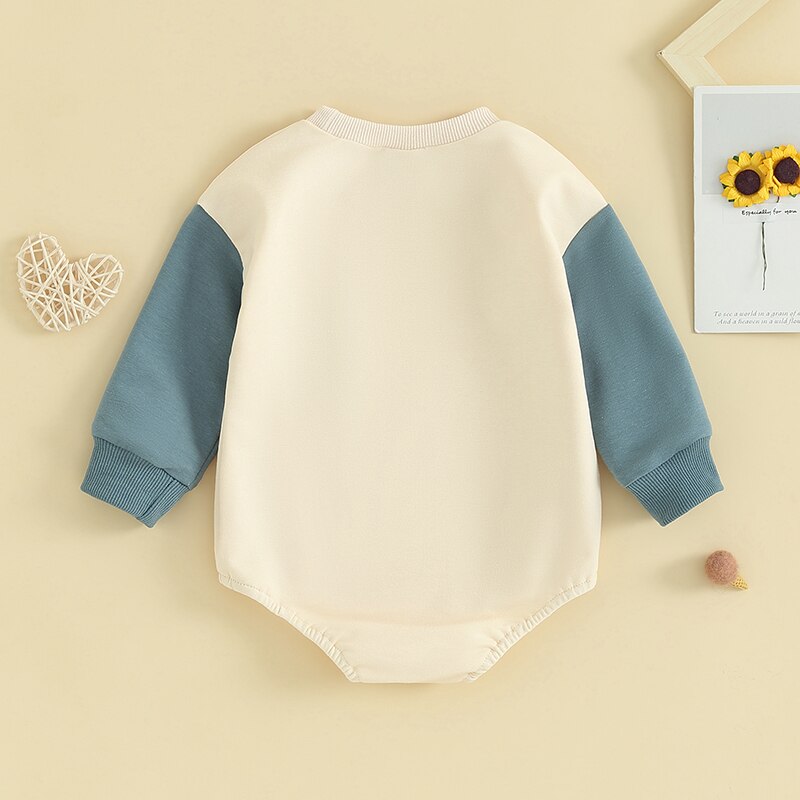 Baby Boys Girls Long Sleeve Rompers Contrast Color Round Neck Jumpsuits