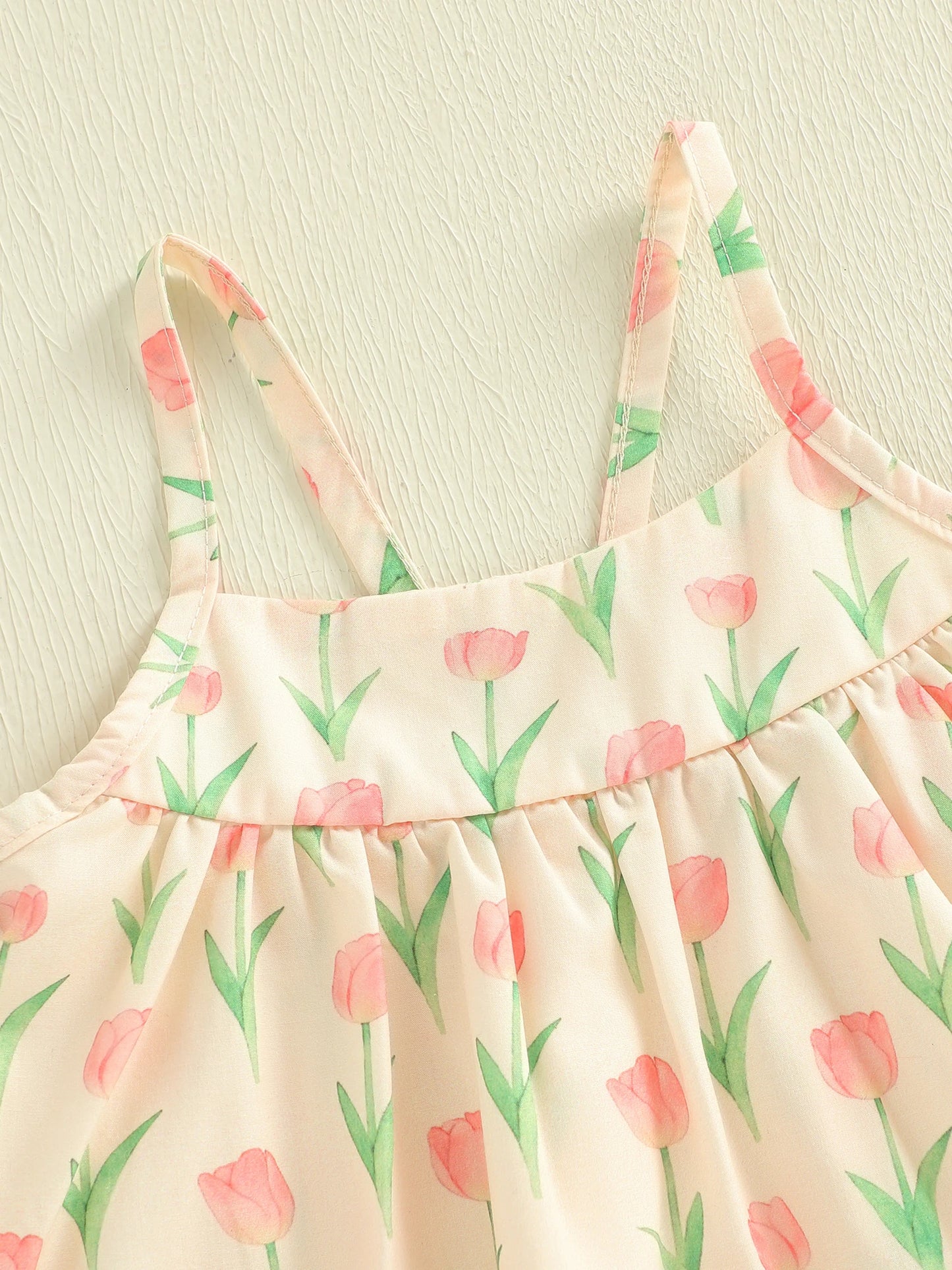 Baby Toddler Girls 2Pcs Outfit Sleeveless Tulip Print Cami Tank Top Pants Spring Set