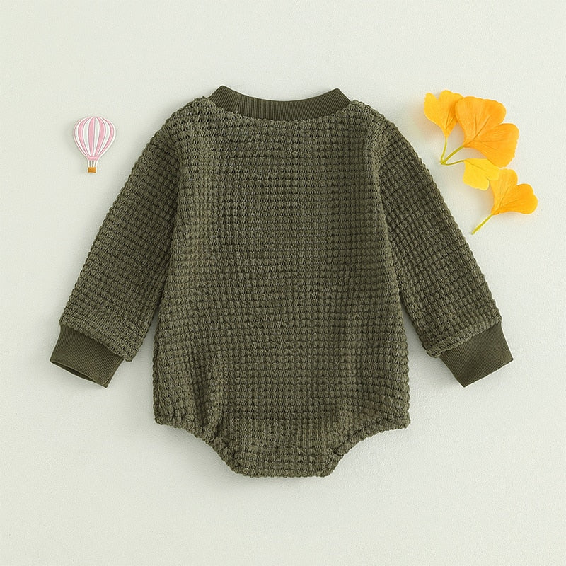 Baby Boys Girls Autumn Winter Bodysuit Casual Jumpsuit Solid Long Sleeve Crew Neck Romper