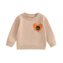 Load image into Gallery viewer, Baby Toddler Kids Girl Halloween Skull Heart Print Eat Your Heart Out Letters Long Sleeve Pullovers Crew Neck Top

