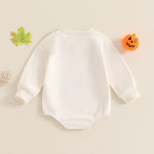 Load image into Gallery viewer, Baby Girl Boy Tis The Season To Be Creepy Halloween Romper Pumpkin Bat Print Long Sleeve Bubble Jumpsuit for Fall
