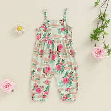 Load image into Gallery viewer, Baby Toddler Girls Mama&#39;s Mini / Mama Is My Bestie Summer Romper Overalls Casual Letters Floral Flowers Print Sleeveless Tank Jumpsuit
