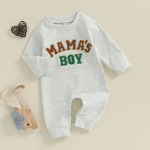 Load image into Gallery viewer, Baby Boys Mama&#39;s Boy / Little Dude Fall Romper Letter Embroidery Long Sleeve Crew Neck Full Length Jumpsuit
