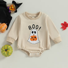Load image into Gallery viewer, Baby Boy Girl Bodysuit Long Sleeve Crew Neck Ghost Pumpkin Boo Mini Letters Print Fall Halloween Romper
