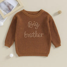 Load image into Gallery viewer, Toddler Kids Boys Sweaters Cotton Long Sleeve Letter Embroidery Big Brother Pullover Loose Knitwear Top
