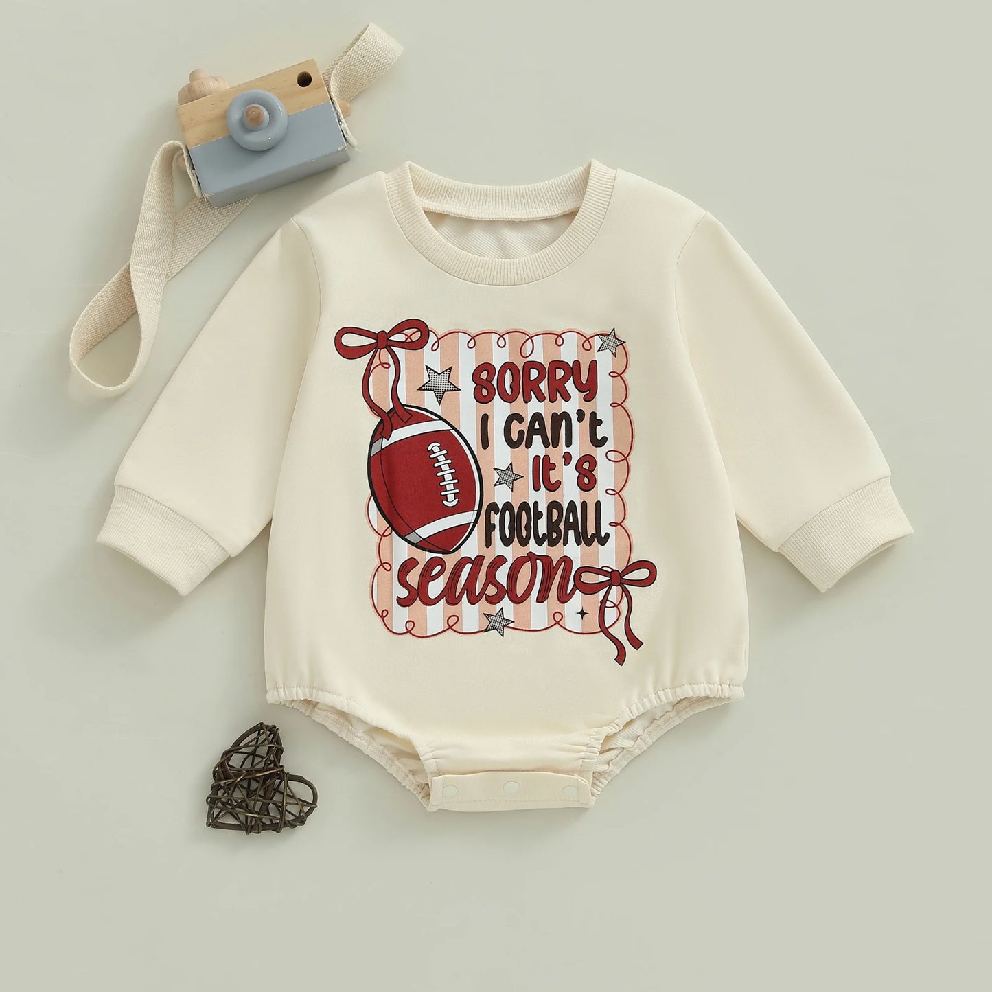 Baby Girls Fall Romper Letter Football Print Football Season / Gameday Cute Long Sleeve Round Neck Bubble Jumpsuit