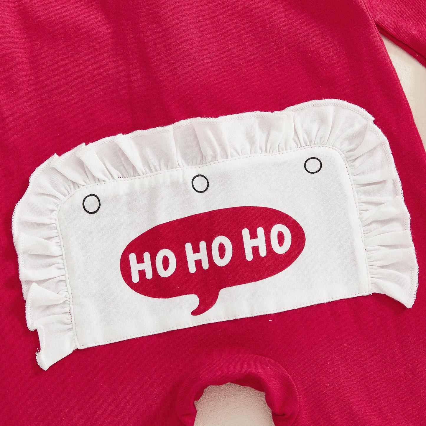 Baby Girl Bell Bottom Romper Fashionable Santa Claus Print Ho Ho Ho Bottom Round Neck Long Sleeve Ruffled Jumpsuit