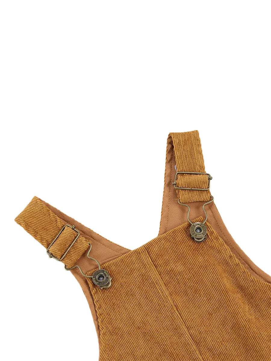 Baby Toddler Boys Girls Suspender Pants Jumpsuit With Buttons Fit Solid Color Overalls Romper