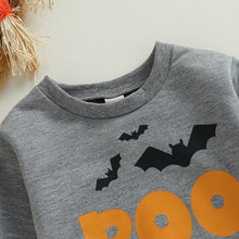 Load image into Gallery viewer, Baby Toddler Boys Girl Long Sleeve Crew Neck Top Letters Bat Boo Crew Print Pullover Halloween Clothes
