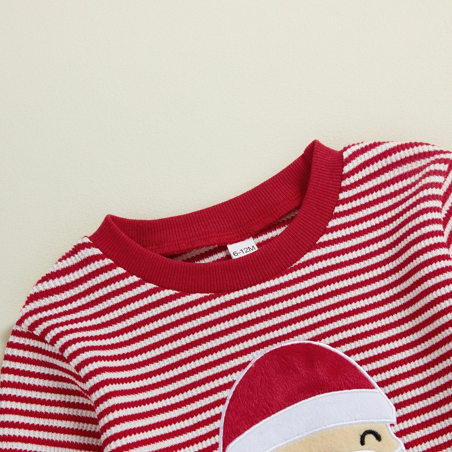 Baby Toddler Boys 2Pcs Striped Set Santa Claus Embroidery Long Sleeve Pullover Top with Pants Christmas Outfit