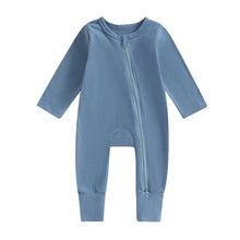 Load image into Gallery viewer, Baby Boy Girl Long Sleeve Romper Pajamas Crew Neck 2 Way Zipper Footless Jumpsuit
