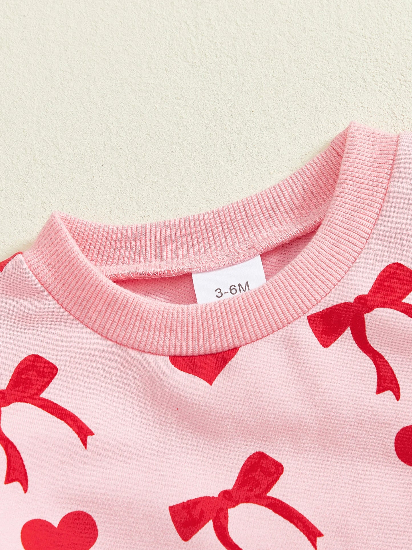 Baby Toddler Girls 2Pcs Valentines Day Outfit Heart Bow Print Long Sleeve Top and Pants Jogger Set