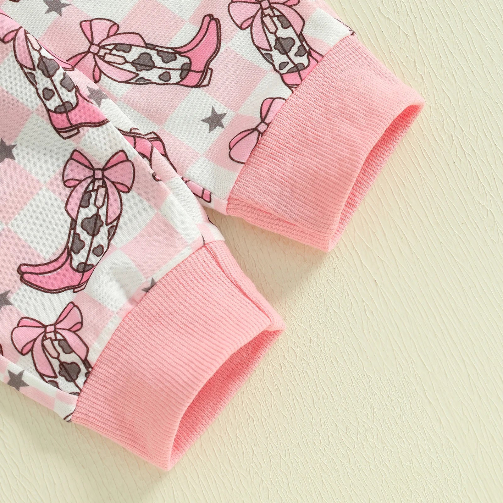 Toddler Girls Western Outfits Boot Plaid Print Long Sleeve Sweatshirt and Elastic Pants Set Baby Clothes
