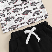 Load image into Gallery viewer, Baby Toddler Boys 2Pcs Summer Shorts Sets Short Sleeve Racer Car Print Top and Drawstring Shorts Set Outfit
