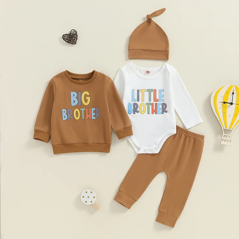 Toddler Kids Boys Big Brother Long Sleeve Crew Neck Letters Print Pullover Casual Fall Top