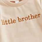 Baby Girls Boys Little Brother Sister Fall Romper Letter Embroidery Long Sleeve Round Neck Bubble Jumpsuit