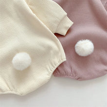 Load image into Gallery viewer, Baby Toddler Girl Boy Easter Outfits Long Sleeve Rabbit Ear Cotton Ball Tail Hooded Bunny Bodysuit Romper
