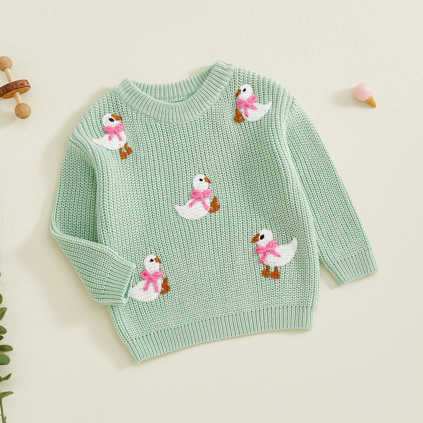 Baby Toddler Girls Sweater Long Sleeve Crew Neck Cute Duck Soft Warm Winter Sweater Clothes